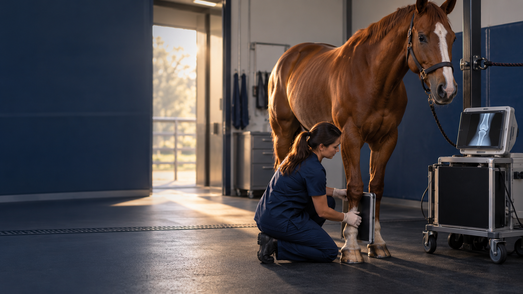 Radiografia equina em atendimento veterinário